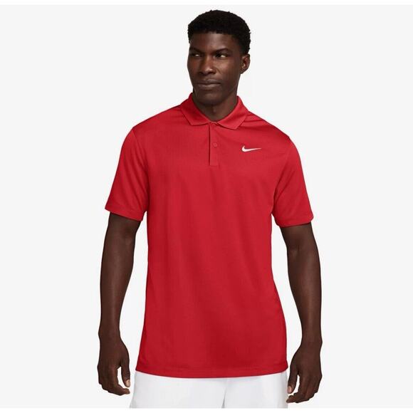 Nike Dri-Fit Polo Shirt Men's Small Red Golf CU9792-657 Check Embroidered NEW - Picture 1 of 6